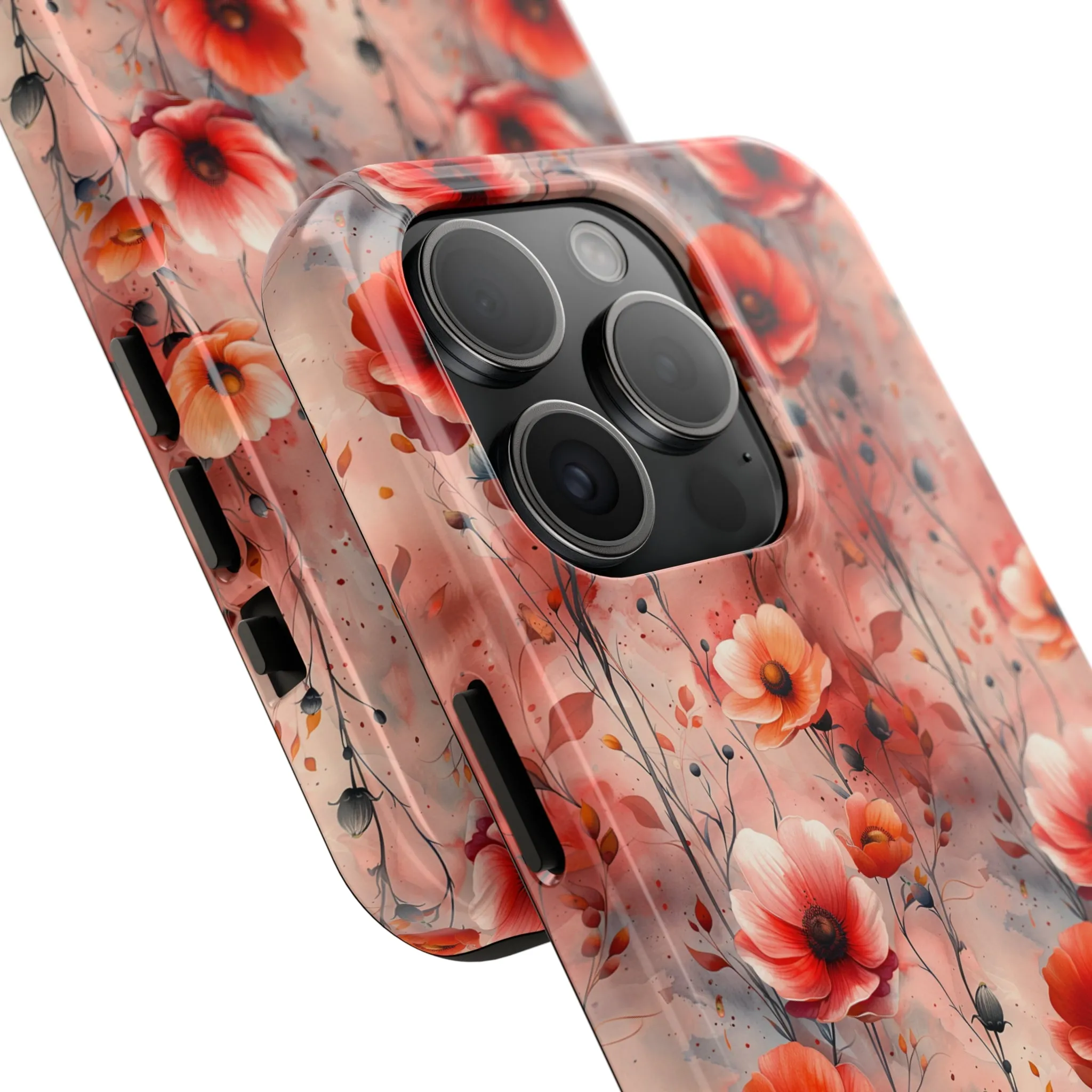 Watercolor Poppy Floral iPhone Case, Elegant Poppy Blossom Design, Protective Phone Cover, Stylish Watercolor Flower Pattern compatible with a large variety of iPhone models, Phone Case, Gift