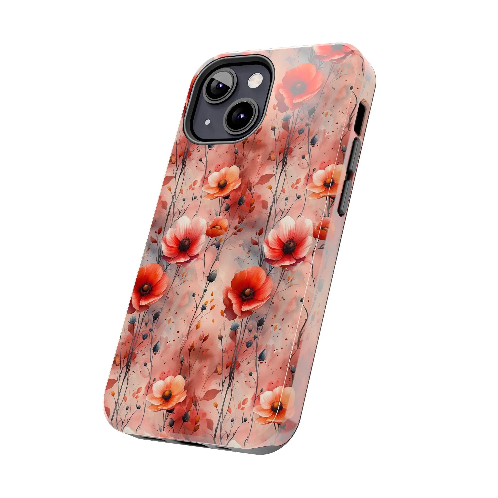 Watercolor Poppy Floral iPhone Case, Elegant Poppy Blossom Design, Protective Phone Cover, Stylish Watercolor Flower Pattern compatible with a large variety of iPhone models, Phone Case, Gift