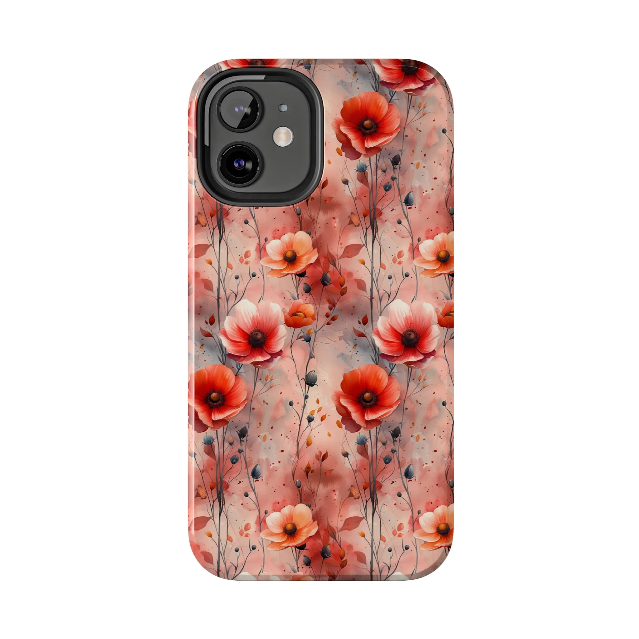 Watercolor Poppy Floral iPhone Case, Elegant Poppy Blossom Design, Protective Phone Cover, Stylish Watercolor Flower Pattern compatible with a large variety of iPhone models, Phone Case, Gift