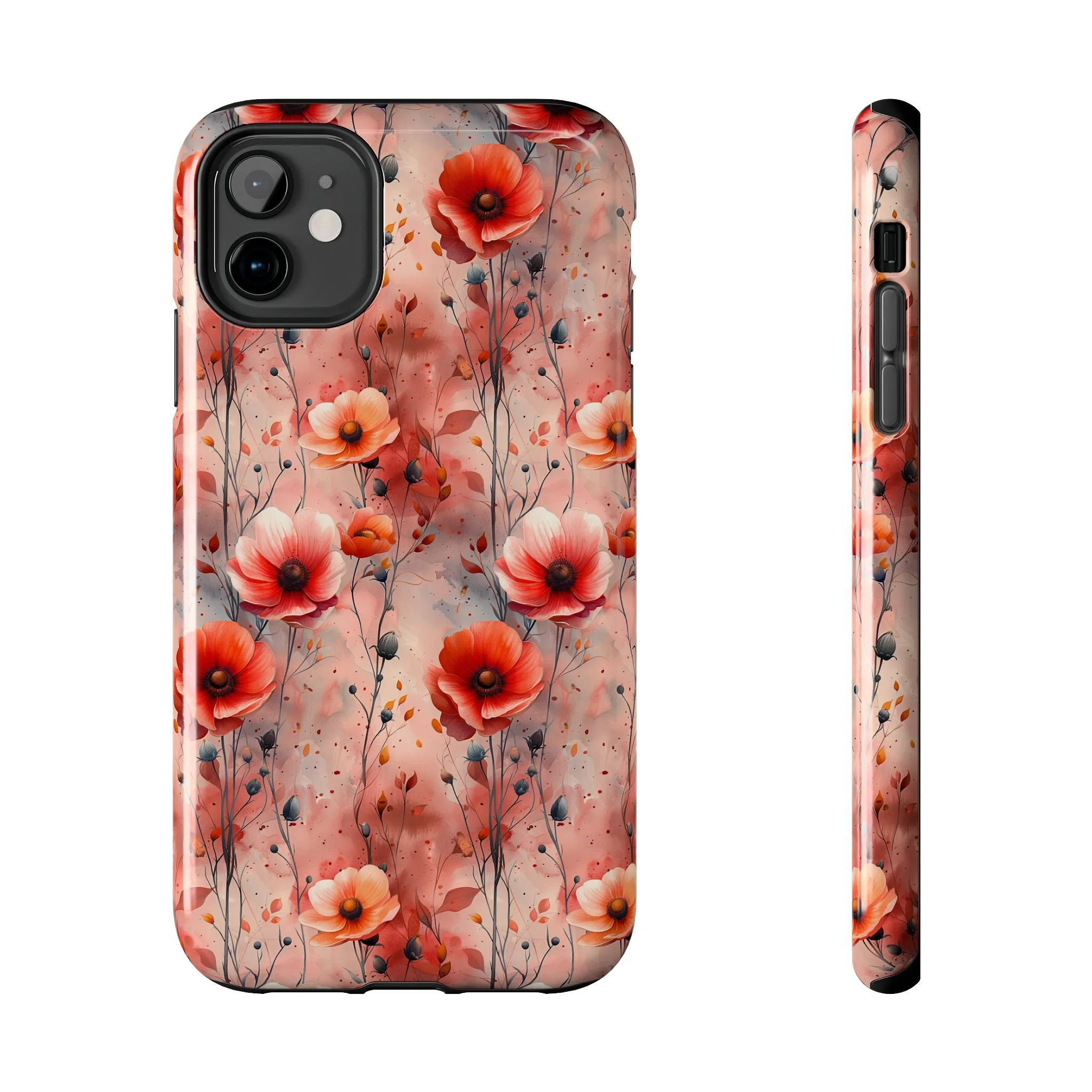 Watercolor Poppy Floral iPhone Case, Elegant Poppy Blossom Design, Protective Phone Cover, Stylish Watercolor Flower Pattern compatible with a large variety of iPhone models, Phone Case, Gift