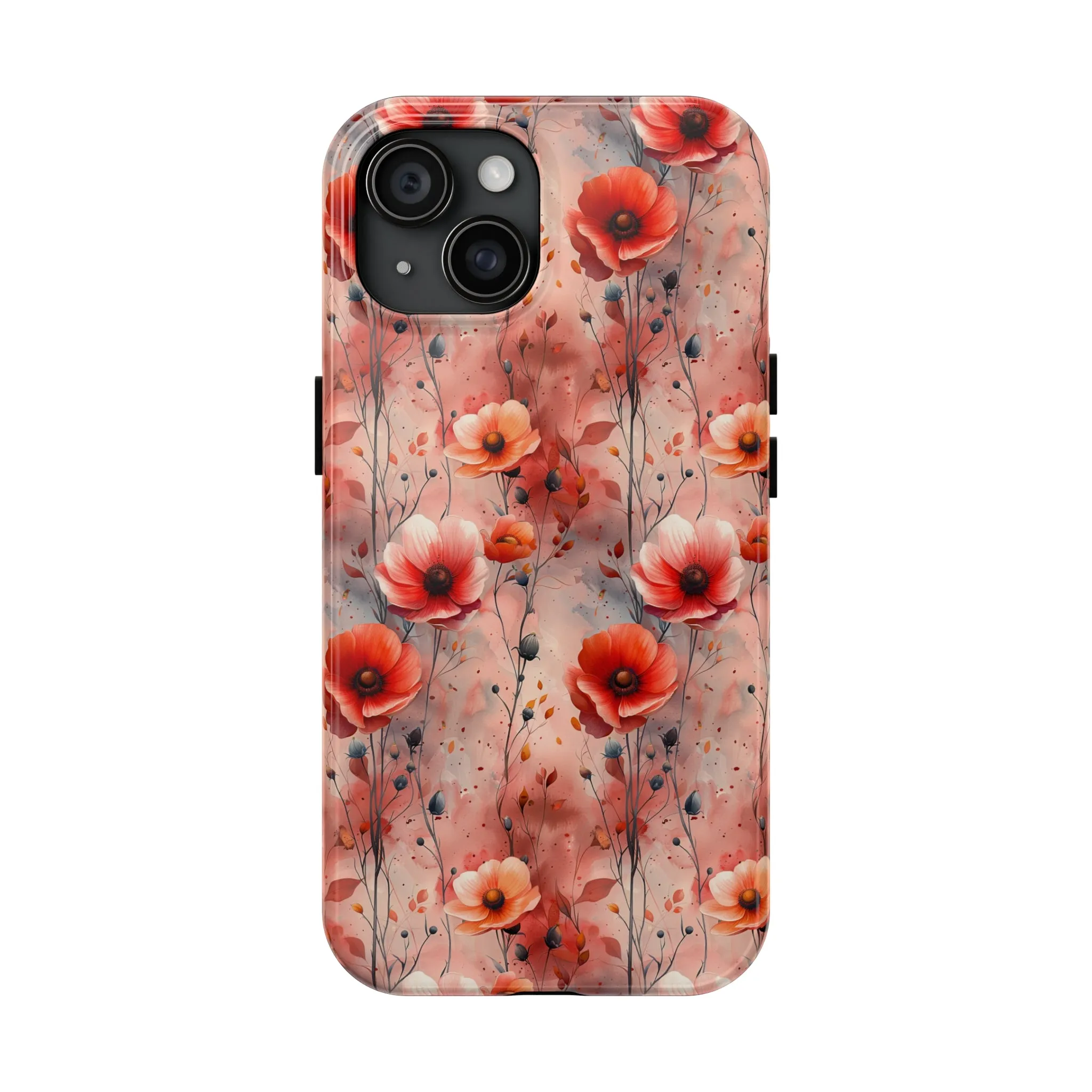 Watercolor Poppy Floral iPhone Case, Elegant Poppy Blossom Design, Protective Phone Cover, Stylish Watercolor Flower Pattern compatible with a large variety of iPhone models, Phone Case, Gift