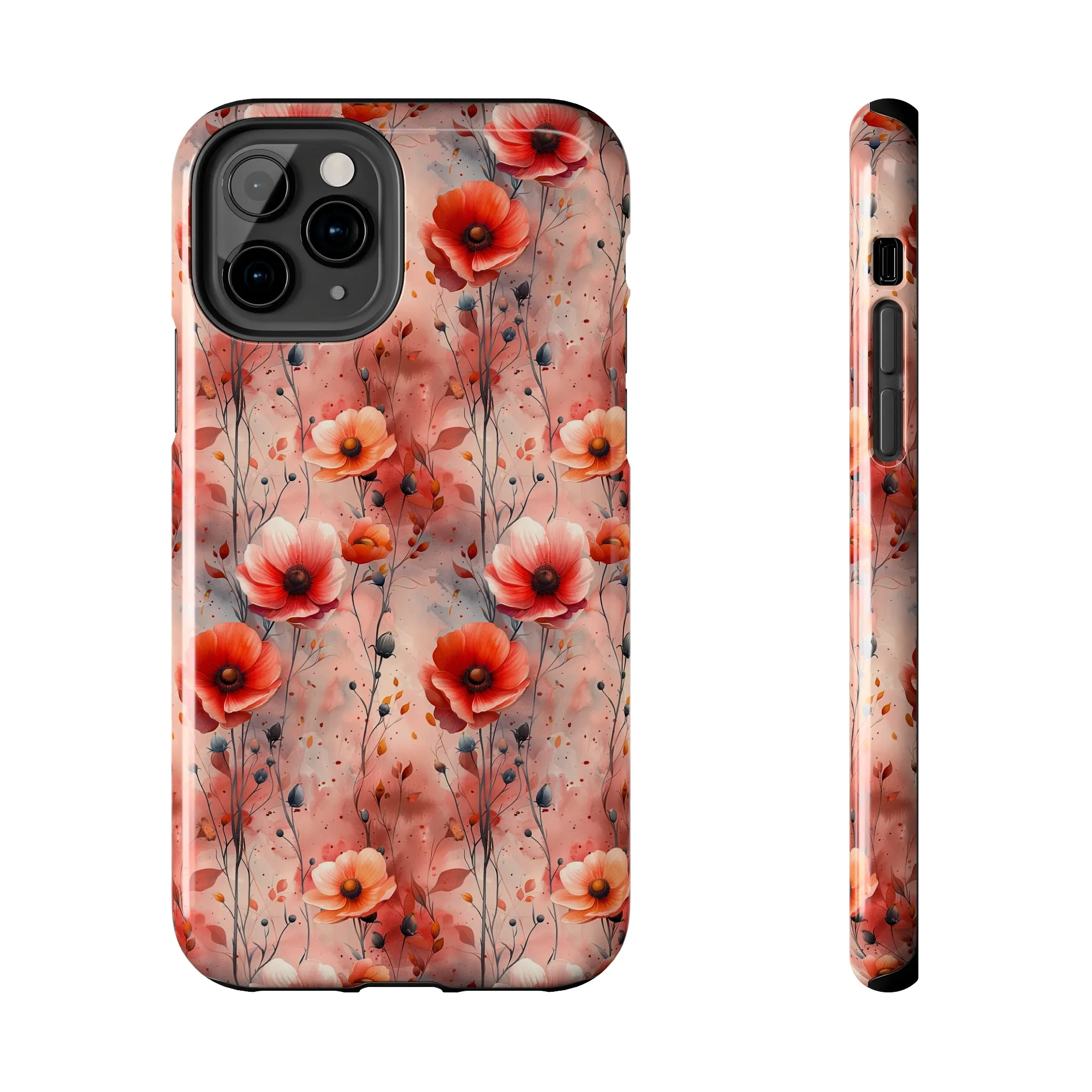 Watercolor Poppy Floral iPhone Case, Elegant Poppy Blossom Design, Protective Phone Cover, Stylish Watercolor Flower Pattern compatible with a large variety of iPhone models, Phone Case, Gift