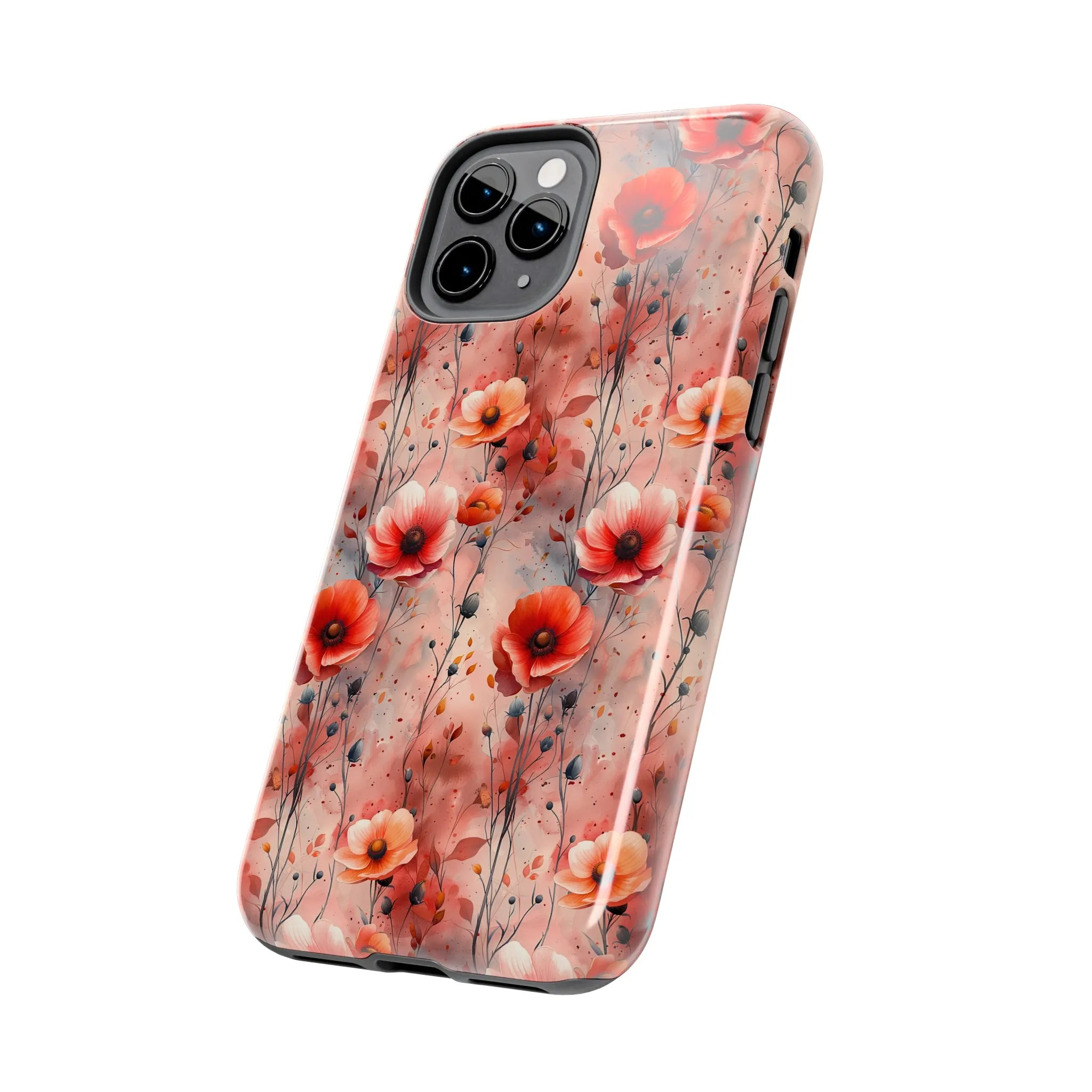 Watercolor Poppy Floral iPhone Case, Elegant Poppy Blossom Design, Protective Phone Cover, Stylish Watercolor Flower Pattern compatible with a large variety of iPhone models, Phone Case, Gift