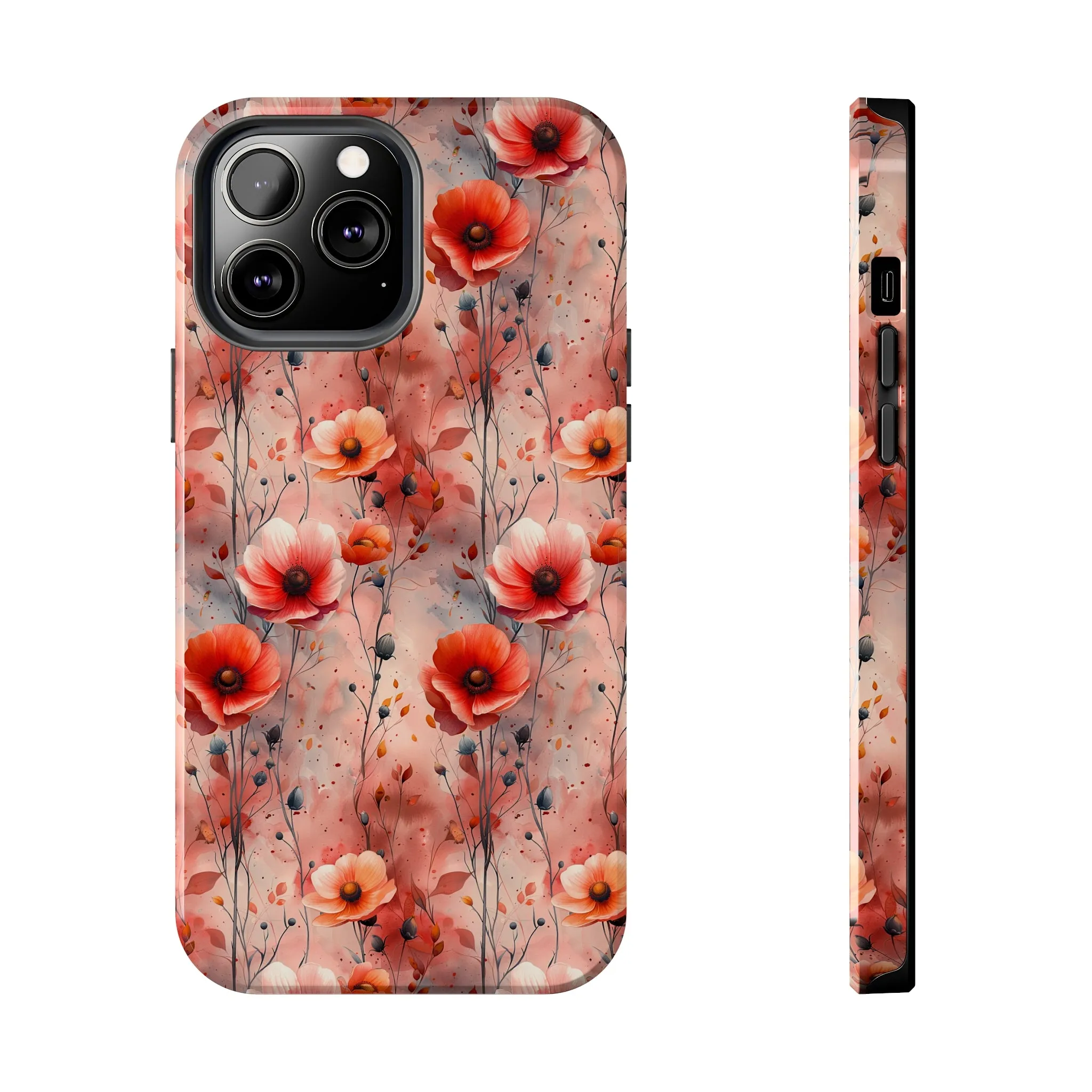 Watercolor Poppy Floral iPhone Case, Elegant Poppy Blossom Design, Protective Phone Cover, Stylish Watercolor Flower Pattern compatible with a large variety of iPhone models, Phone Case, Gift