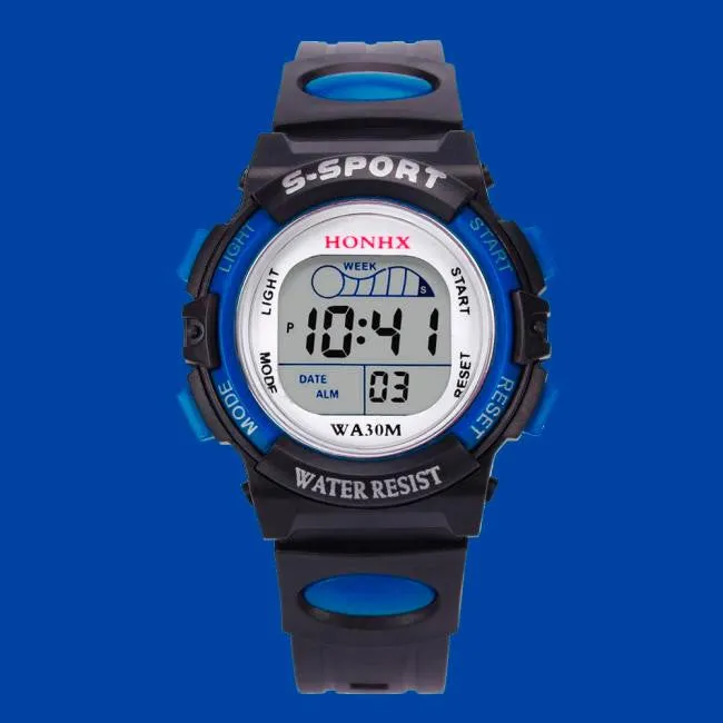 Waterproof Children Boys Digital LED Sports Watch Kids Alarm Date Watch Gift