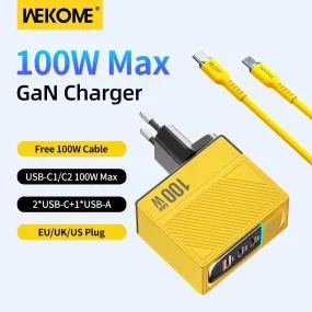 WEKOME 100W Type C GaN Charger Quick Charge 4.0 3.0 USB PD Fast Charger Adapter for Macbook Pro iPad Pro IPhone15 Xiaomi Huawei