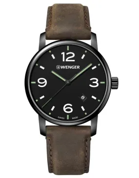 Wenger Mens Urban Metropolitan Vintage Watch - Distressed Leather - Date Window