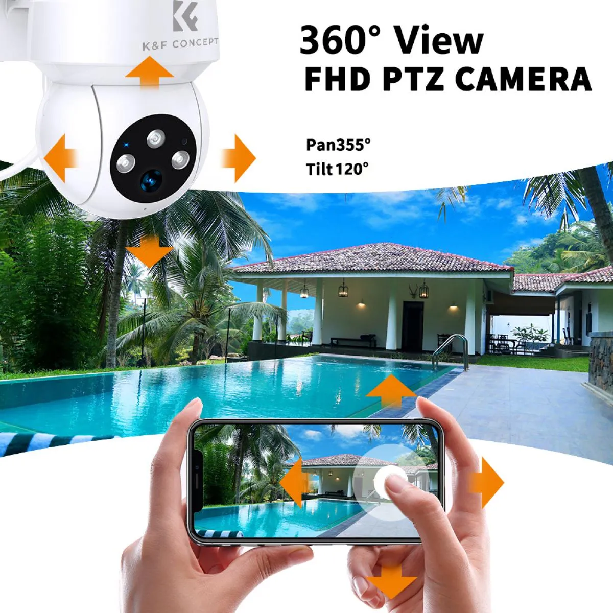 WIFI outdoor security camera outdoor camera 2K Ultra HD picture Audible alarm IP66 waterproof two-way voice Night Vision Range 8m/26ft