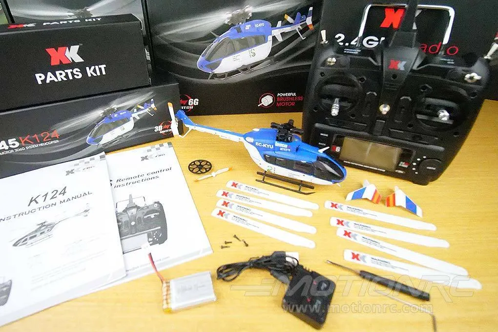 XK K124 Blue 120 Size Gyro Stabilized Helicopter - FTR