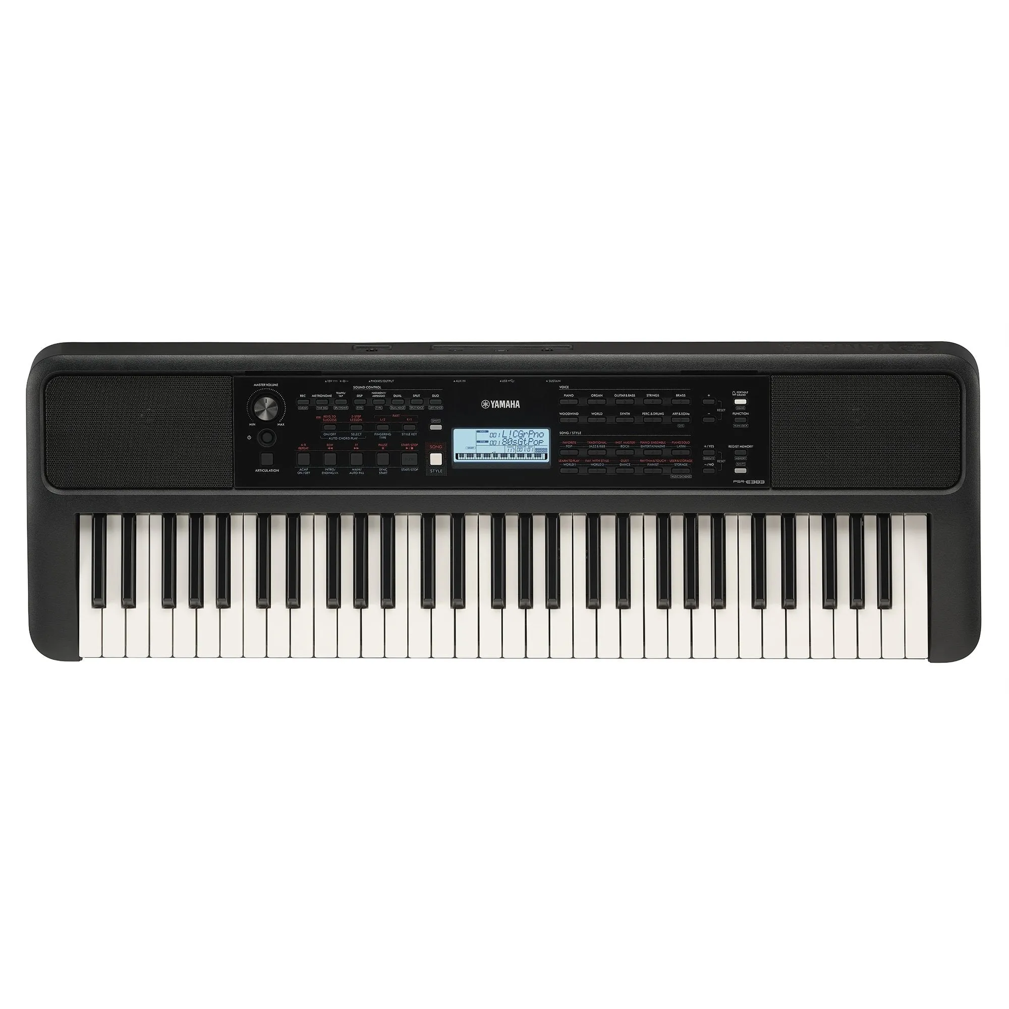 Yamaha PSRE383 61 Key Portable Keyboard - Black