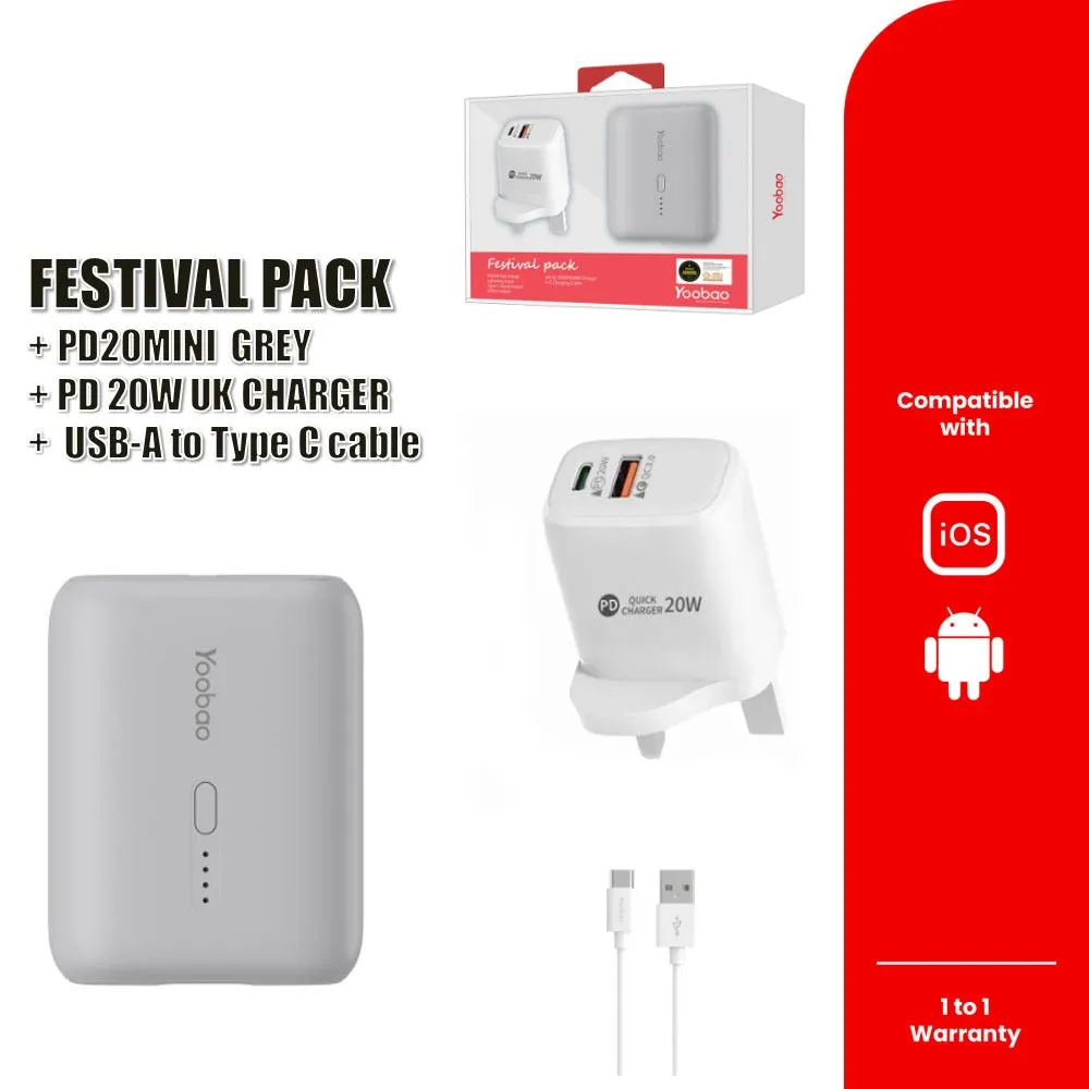 Yoobao PD20 Mini I 10000mAh Fast Charging Super Mini Power Bank/ Festival Pack I PD 20W Charger Set QC18W/PD20W