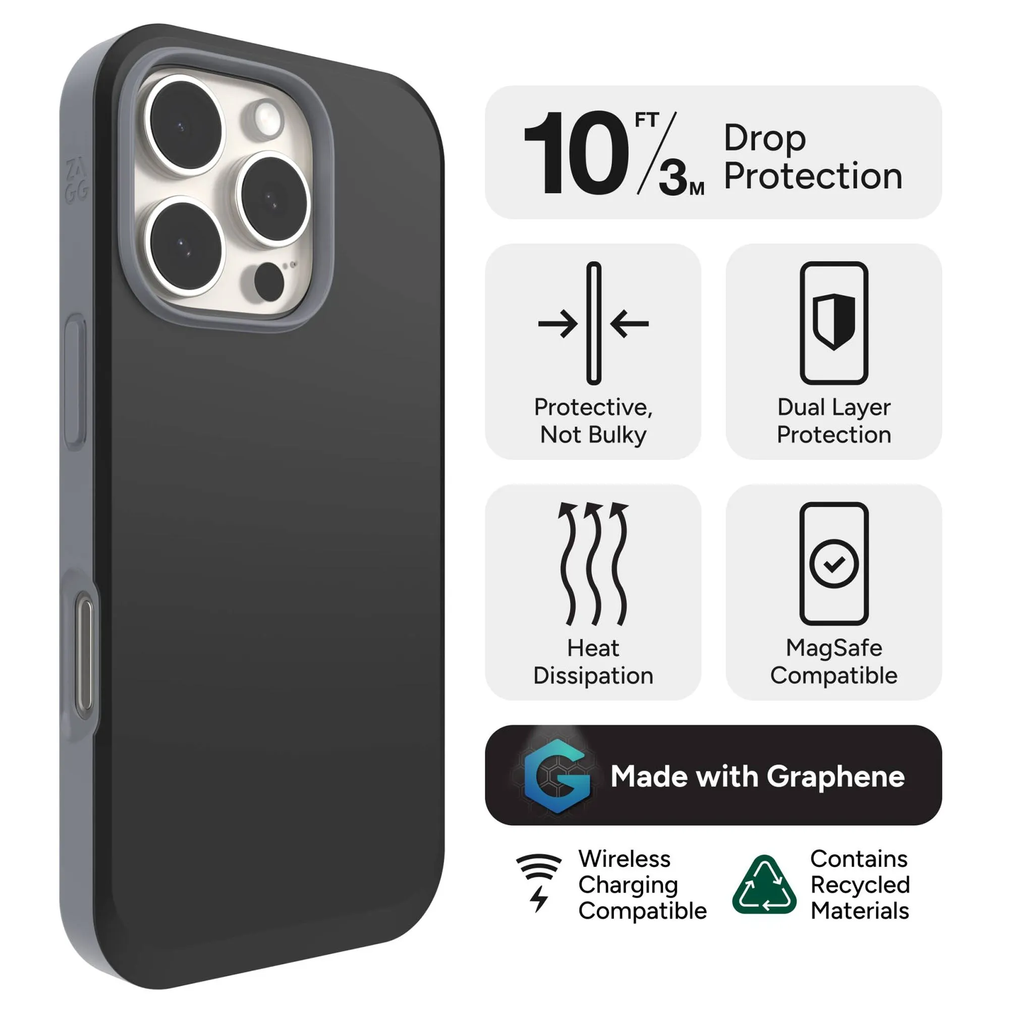 ZAGG SoHo Snap Case for iPhone 16 Series- Graphene Technology with MagSafe Compatible